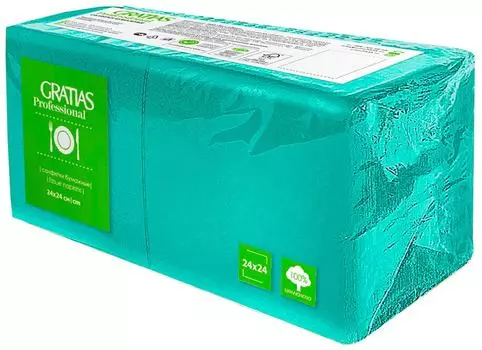 Салфетки бумажные Gratias Professional бирюзовые 1 слой 400шт