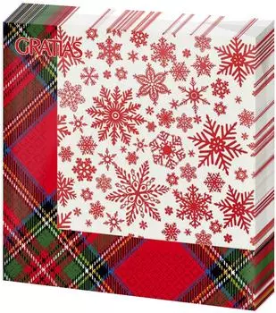 Салфетки бумажные Gratias Снежная шотландка 33*33см 3 слоя 20шт