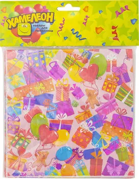 Салфетки бумажные Хамелеон двухслойные 33*33см 12шт