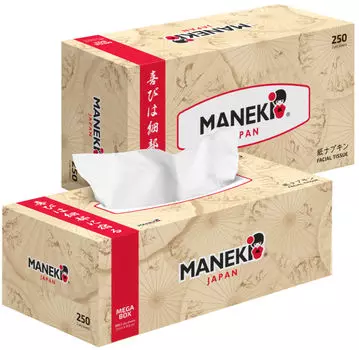 Салфетки бумажные Maneki Kabi 2 слоя 250шт