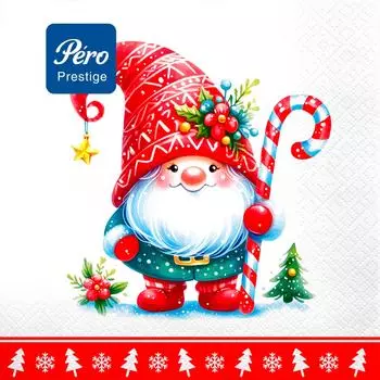 Салфетки бумажные Pero Prestige Домовенок 33*33см 3 слоя 20шт