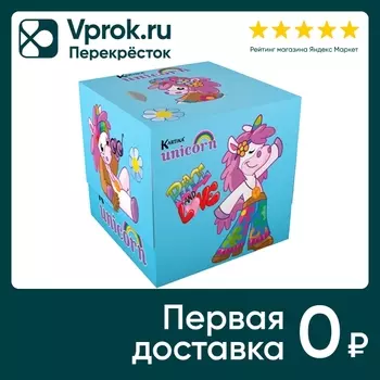 Салфетки бумажные World Cart Единорог Хиппи с рисунком голубой 3 слоя 56шт