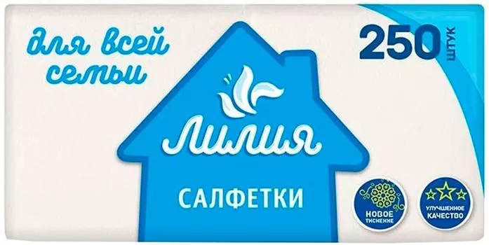 Салфетки Лилия 24*24см 1 слой 250шт в ассортменте