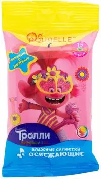 Салфетки влажные Aquaelle Тролли детские освежающие 15шт