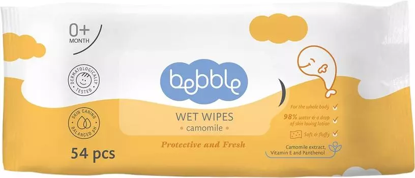 Салфетки влажные Bebble Wet Wipes Ромашка 54шт