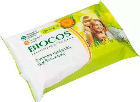 Салфетки влажные Biocos с экстрактом календулы 60шт