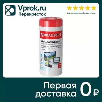 Салфетки влажные Brauberg для экранов всех типов и оптики 13*17см 100шт