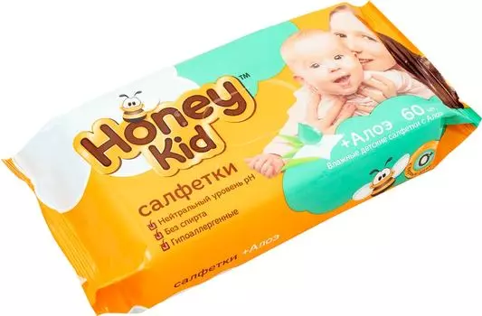 Салфетки влажные Honey Kid детские с алоэ 60шт