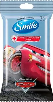 Салфетки влажные Smile Тачки детские 15шт в ассортименте