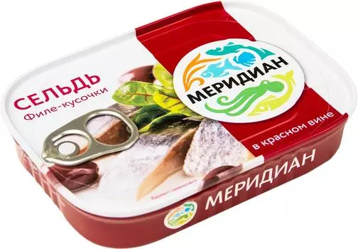Сельдь Меридиан в красном вине 115г