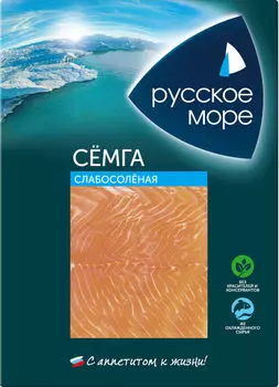 Семга Русское море слабосоленая филе-ломтики 120г