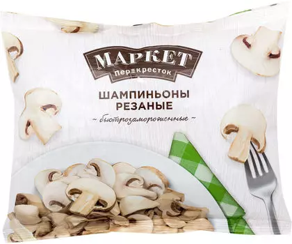 Шампиньоны Маркет Перекресток резаные быстрозамороженные 400г