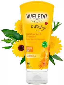 Шампунь-гель для волос и тела Weleda Calendula детский 200мл