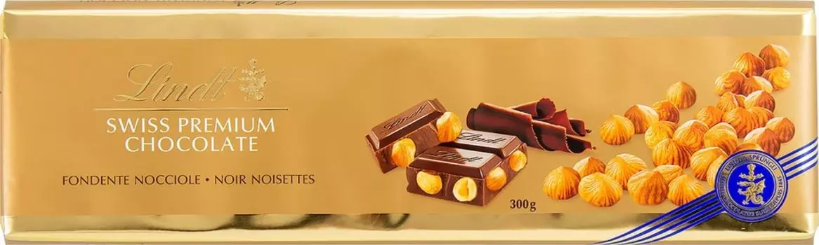 Шоколад Lindt Темный с цельным обжаренным фундуком 300г