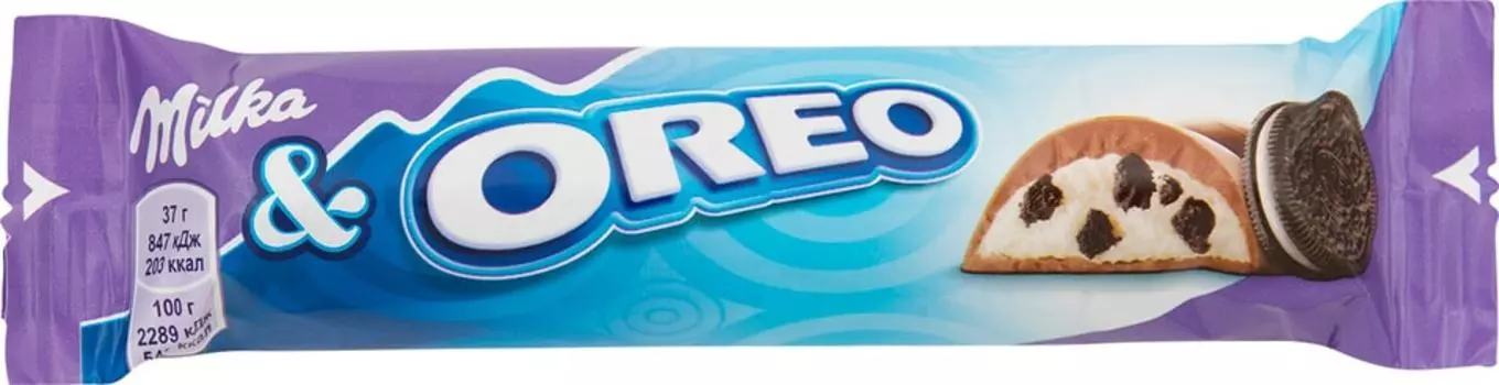 Шоколад Milka c ванильной начинкой с кусочками печенья Oreo 37г