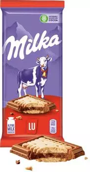 Шоколад Milka Молочный с печеньем LU 87г