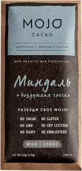 Шоколад Mojo Cacao Горький Миндаль и воздушная гречка 72% 65г