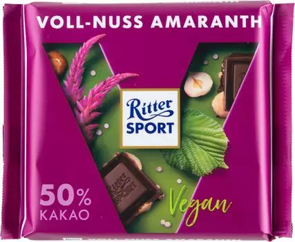 Шоколад Ritter Sport Темный Vegan Лесной Орех и Амарант 100г
