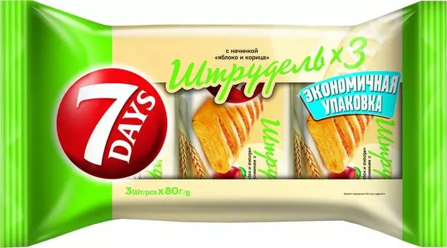 Штрудель 7DAYS Яблоко корица 3*80г