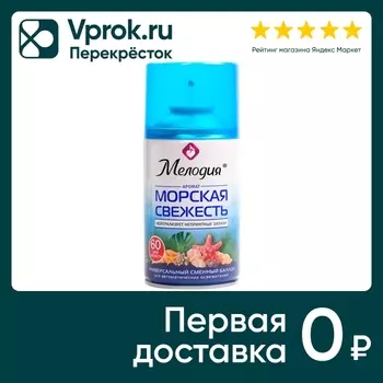 Сменный баллон Мелодия Морская свежесть универсальный для автоматических освежителей 250мл