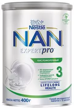 Смесь NAN 3 кисломолочная 400г - Vprok.ru Перекрёсток