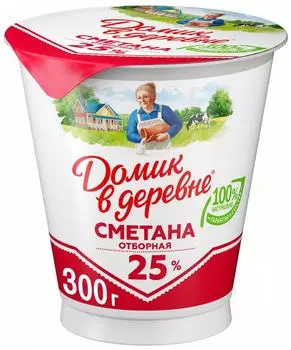 Сметана Домик в деревне отборная 25% 300г