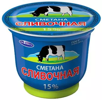 Сметана Экомилк 15% 200г