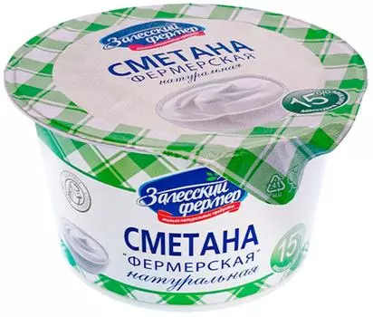 Сметана Залесский фермер 15% 180г
