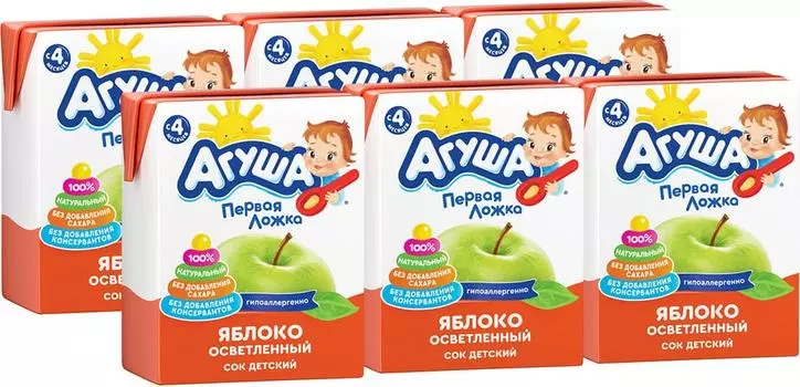 Сок Агуша Яблоко 200мл (упаковка 3 шт.)
