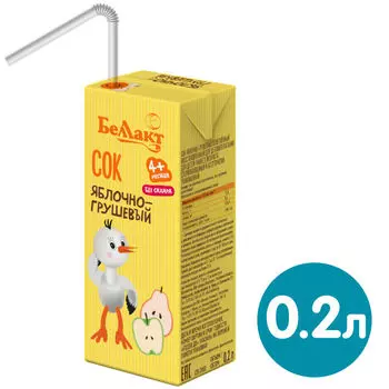 Сок Беллакт Яблочно-грушевый с 4 месяцев 200мл
