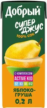 Сок Добрый Active kid Яблоко-Груша 200мл