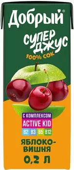 Сок Добрый Active kid яблоко вишня 200млс доставкой!