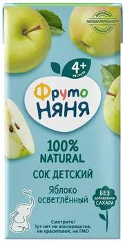 Сок ФрутоНяня Яблочный 200мл - Vprok.ru Перекрёсток