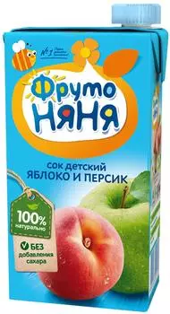 Сок ФрутоНяня Яблоко-персик с 3 лет 500млс доставкой!