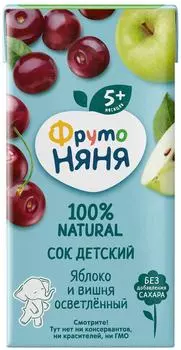 Сок ФрутоНяня Яблоко-вишня 200мл - Vprok.ru Перекрёсток