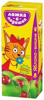 Сок Ложка в ладошке Три кота Яблоко и Вишня с 5 месяцев 200мл