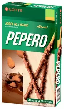 Соломка Lotte Almond Pepero в шоколадной глазури с миндалем 36г