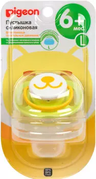 Соска-пустышка Pigeon Cat L силиконовая 6+