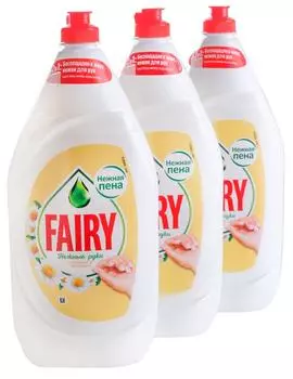 Средство для мытья посуды Fairy Ромашка и витамин E 3шт*1.35л