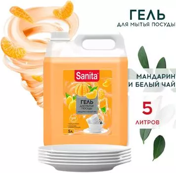 Средство для мытья посуды Sanita Мандарин и белый чай 5л