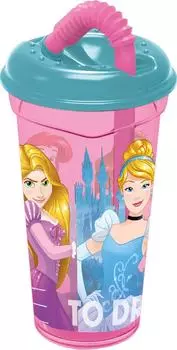 Стакан Stor с соломинкой и крышкой Принцессы Дружные приключения 400мл