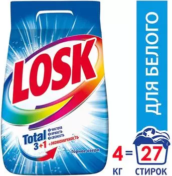 Стиральный порошок Лоск Горное озеро для белого 4.05кг 27 стирок