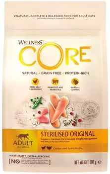 Сухой корм для кошек Core из курицы с индейкой для стерилизованных и кастрированных 300г