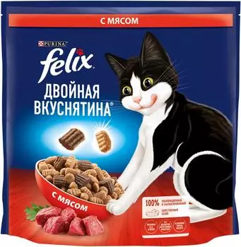 Сухой корм для кошек Felix Двойная Вкуснятина с мясом 1.3кг