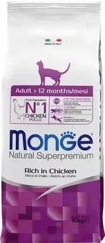 Сухой корм для кошек Monge Cat Adult с курицей 10кг