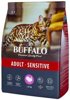 Сухой корм для кошек Mr.Buffalo Adult Sensitive с индейкой 1.8кг