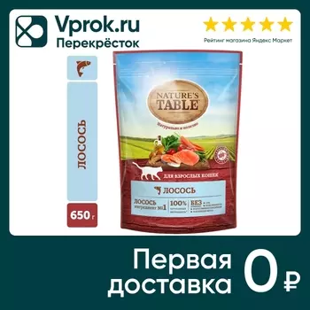 Сухой корм для кошек Natures Table Лосось 650г