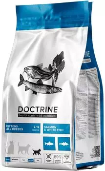 Сухой корм для котят Doctrine беззерновой с лососем и белой рыбой 800г