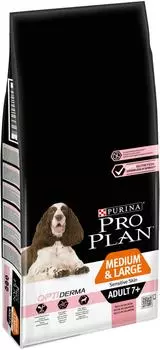 Сухой корм для пожилых собак Pro Plan Optiderma Medium&amp;Large Adult 7+ Sensitive Skin для средних и крупных пород для здо