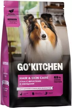 Сухой корм для щенков и собак Go Kitchen беззерновой для всех возрастов для чувствительного пищеварения с уткой 1.59кг